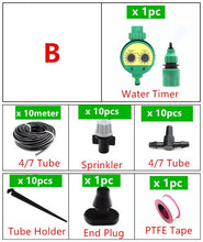 Load image into Gallery viewer, 5-40m Misting Sprinkler With Splitter Water Timer 2-Ways SpGarden Watering Drip Irrigation Plant Automatic Dripper Watering Kits
