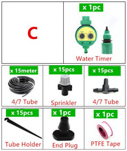 Load image into Gallery viewer, 5-40m Misting Sprinkler With Splitter Water Timer 2-Ways SpGarden Watering Drip Irrigation Plant Automatic Dripper Watering Kits
